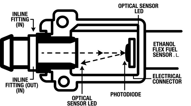 Ethanol Flex Fuel Sensor Diagram with Optical Components.