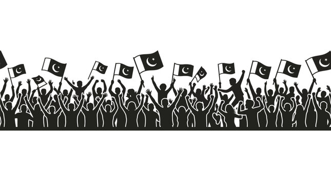 Crowd of people celebrating with flags.