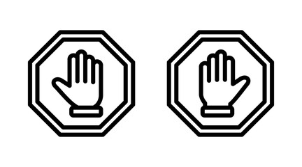 Obraz premium Stop icon set vector. stop road sign. hand stop sign and symbol. Do not enter stop red sign with hand
