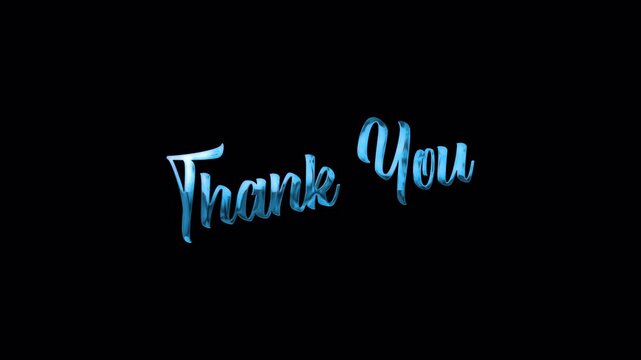 Swirling blue thank you text suitable for greeting cards, social media posts, and thankyou notes with a vibrant design.