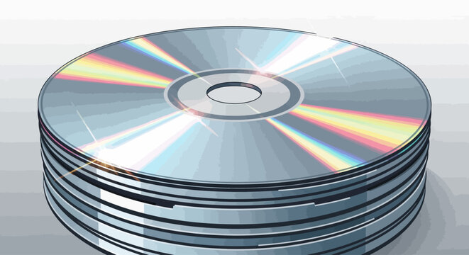 Stack of shiny silver compact discs.
