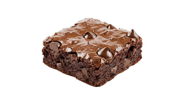 Rich Chocolate Brownie with Glossy Chocolate Chips Close Up