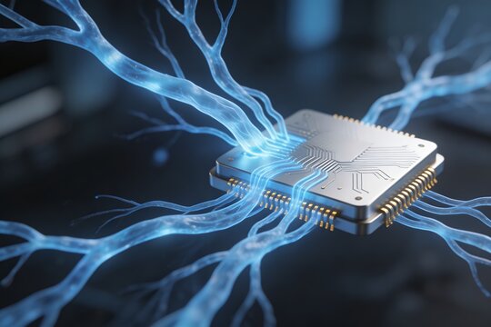 neural. Close-up of 3D printed neural pathways for brain repair. neurotech ads, cognitive science, designed for spinal health and bionic interface visuals.