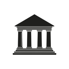 Obraz premium Courthouse silhouette depicts a classical architectural structure with columns and a triangular pediment.