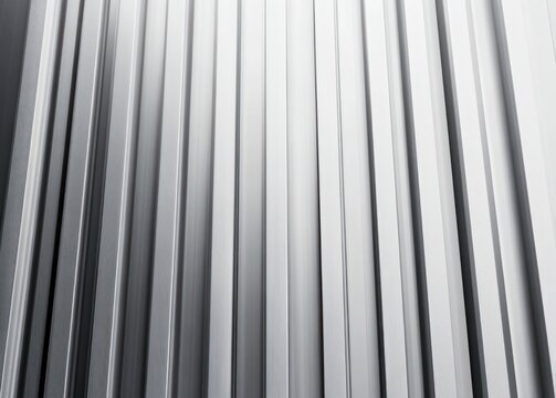 vertical metallic corrugated panels forming a repeating striped facade with soft gradient lighting, sleek minimalist rhythm and calm industrial mood