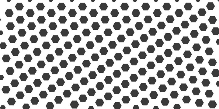 Halftone lattice with hexagon. Gradient transition grid with fade effect. Degrade background with black hexagon size gradation. Vertical border with gradient transition lattice, vector illustration
