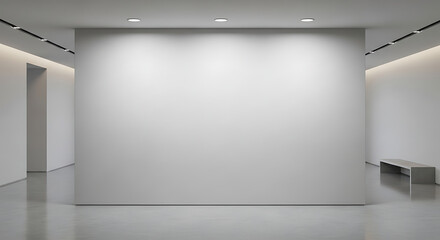 Minimalist empty white wall in contemporary art gallery with bright studio illumination and architectural design for creative presentation or mockup showcase exhibition space © tu