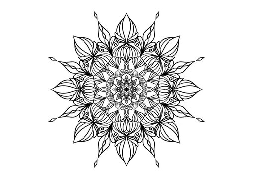 floral mandala outline,textile desing and tattoo