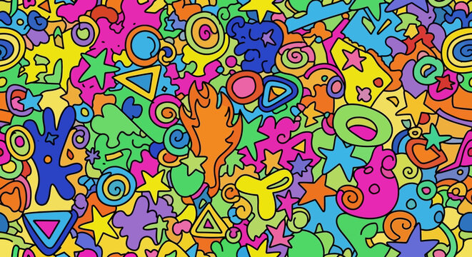 Vibrant Abstract Shapes and Patterns - Psychedelic Colors
