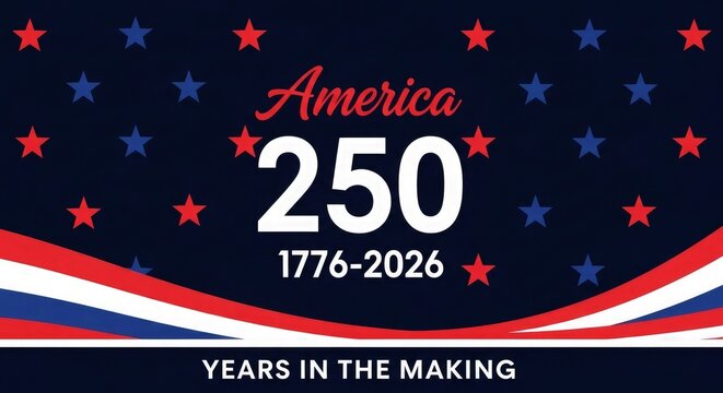 Patriotic American Flag Design Celebrating Two Hundred Fifty Years Anniversary