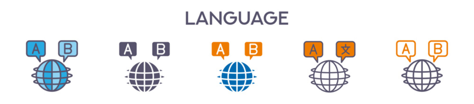 Language Element For Design Graphic - Multi Styles. Vector Illustration Of Two Colored And Black. Multiple Icons Designs Can Be Used For Mobile, Ui, Web 