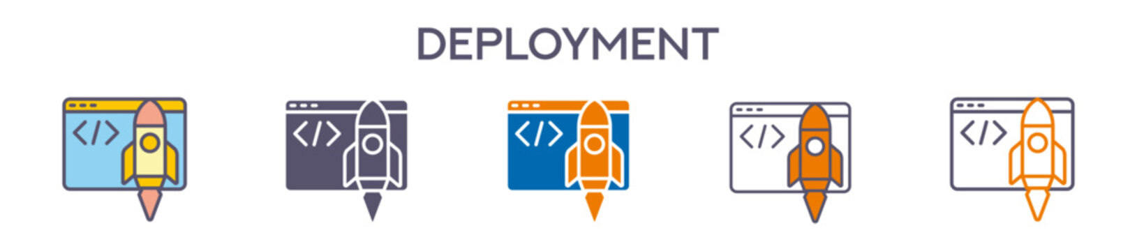 Deployment Element For Design Graphic - Multi Styles. Vector Illustration Of Two Colored And Black. Multiple Icons Designs Can Be Used For Mobile, Ui, Web 