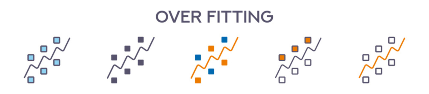 Overfitting Element For Design Graphic - Multi Styles. Vector Illustration Of Two Colored And Black. Multiple Icons Designs Can Be Used For Mobile, Ui, Web 