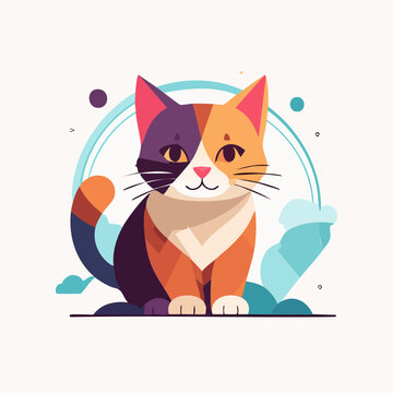 Cute Calico Cat Illustration