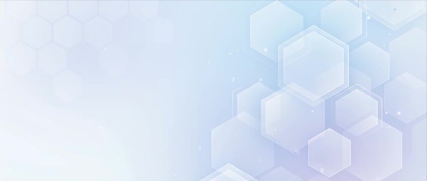 Modern abstract hexagon geometric technology medical background with blue white gradient clean healthcare innovation digital pattern minimal style science concept backdrop