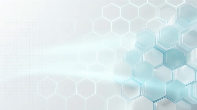 Science medical technology modern abstract background hexagon futuristic blue clean pattern with soft light, magnific modern medical video background, abstract hexagon pattern smooth futuristic