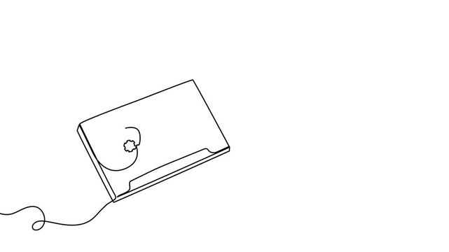 Continuous one line cassette tape audio music drawing love mixtape. Audio tape  cassette song heart vector isolated simple record old drawn jazz party art hand magnetic player sound classic doodle 80s