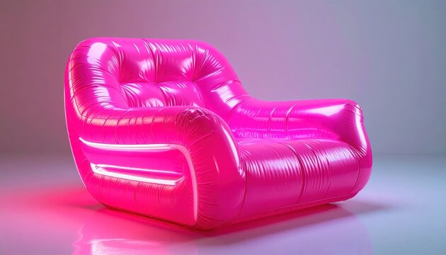 Vibrant Pink Inflatable Armchair with Modern Design.