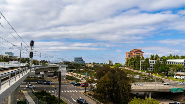 San Diego trolly blue line in La Jolla