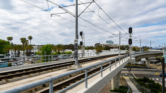 San Diego trolly blue line in La Jolla