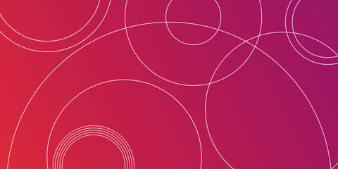 Pink and purple gradient background with minimalist circle line decoration. Vector illustration design with curved line style for presentation, banner, cover, brochure, poster, wallpaper. EPS. 2 © Akhsan