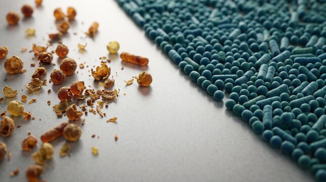 Microscopic surface view of selective sanitization and beneficial bacteria retention