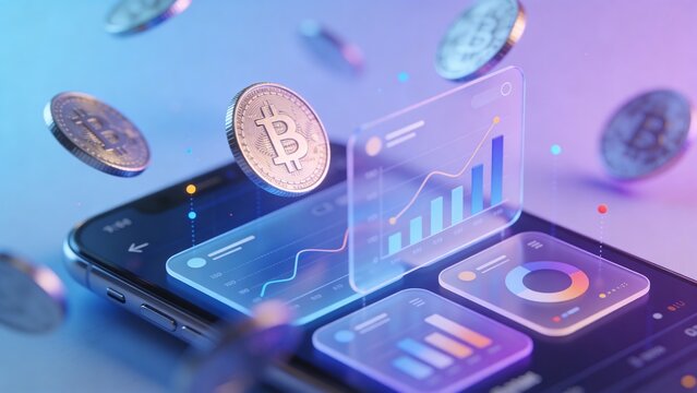 Generative AI depicting digital currency trading and virtual coin analysis
