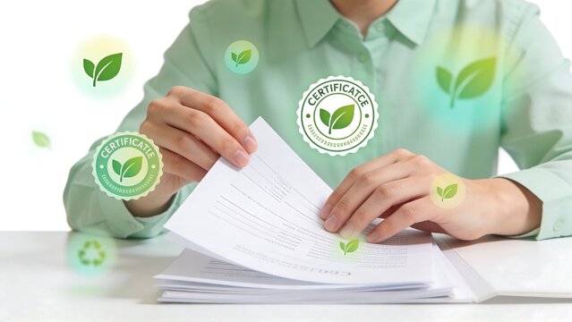 Generative AI illustrating eco-friendly certification process