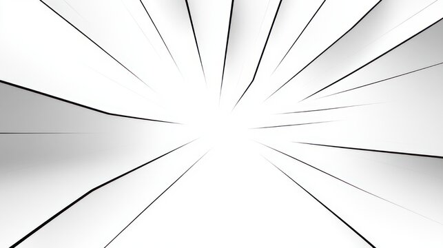 High-contrast dynamic burst of black radial lines converging toward a bright white center, conveying explosive energy and dramatic motion