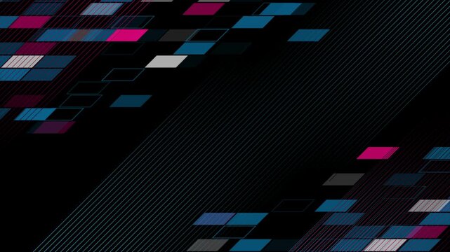 Abstract geometric modern background with blue pink linear elements and lines. Technology motion design. Seamless loop. Video animation Ultra HD 4K 3840x2160