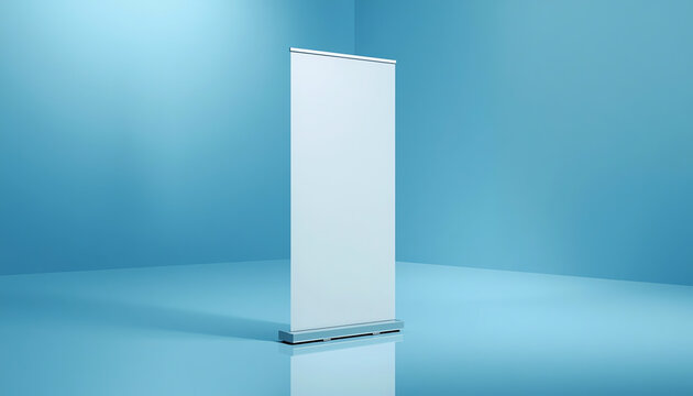 Rollup banner standee mockup cyan color background 