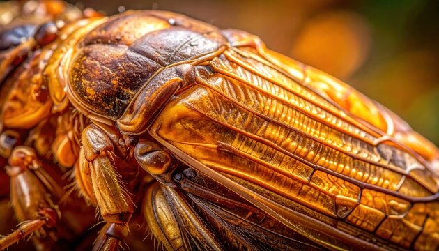 Close-up of Cicada Insect with Detailed Texture.