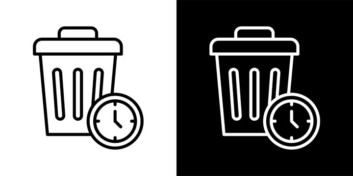 Waste Time Black And White Icon Set Collection Pack Vector Illustration