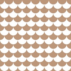 Elegant light brown and white fish scale pattern. Minimalist seamless scallop wave geometric grid texture for modern coastal home interior wallpaper. © MDC