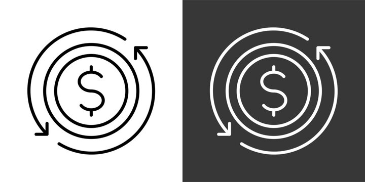 Cashback Black And White Icon Set Collection Pack Vector Illustration