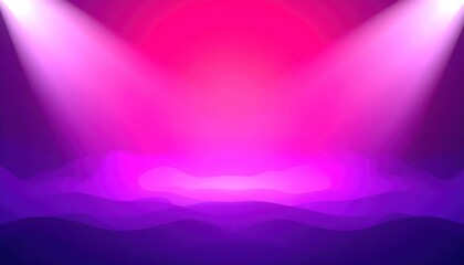 Vibrant Pink Stage Spotlights Glowing in Abstract Purple Performance Background