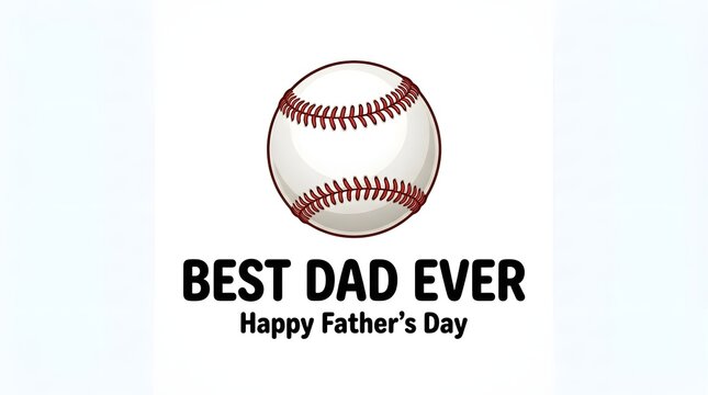 Best dad ever baseball themed fathers day greeting isolated on white background