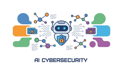 Robot with shield cybersecurity protection. © Baim