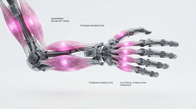 3D Engineering Diagram of Biohybrid Robot with Living Muscle Tissue