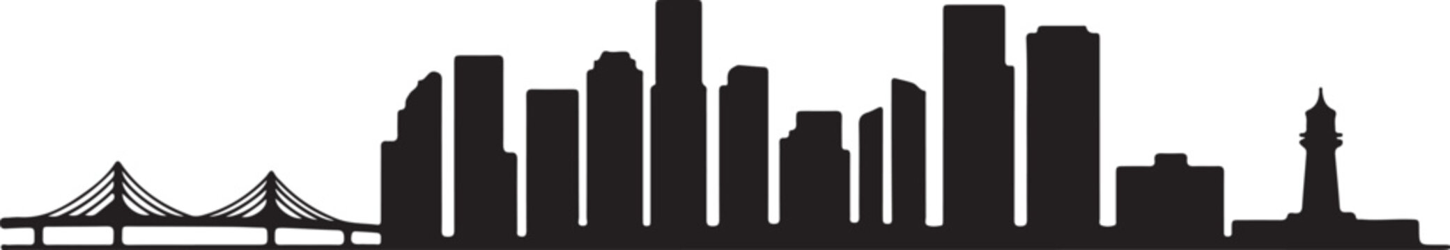 miami skyline silhouette outline with miami text graphic