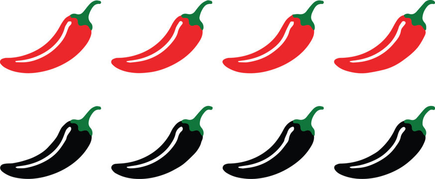 chili pepper illustration set vector icons red black spice design