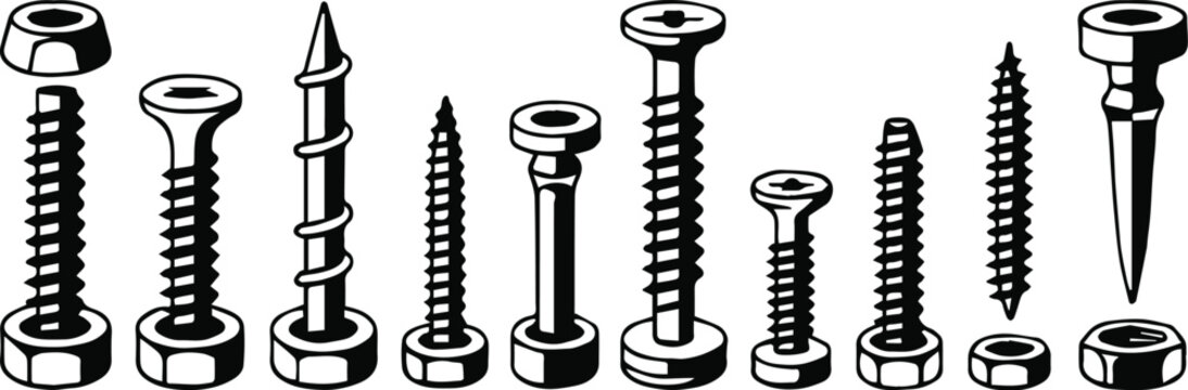 screw bolt nut washer set comparison of fastener head types