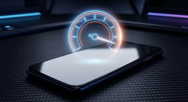 Smartphone With High Speed Internet Connection Hologram Concept