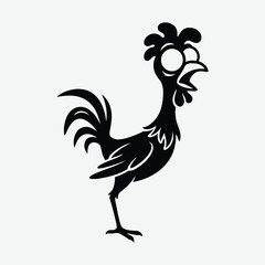 Black cartoon rooster standing © MdGolam