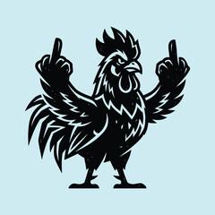 Black rooster giving the finger © MdGolam