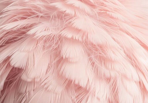 Soft Pink Feather Texture Background - Macro Close-up of Fluffy Pastel Bird Feathers for Elegant Design