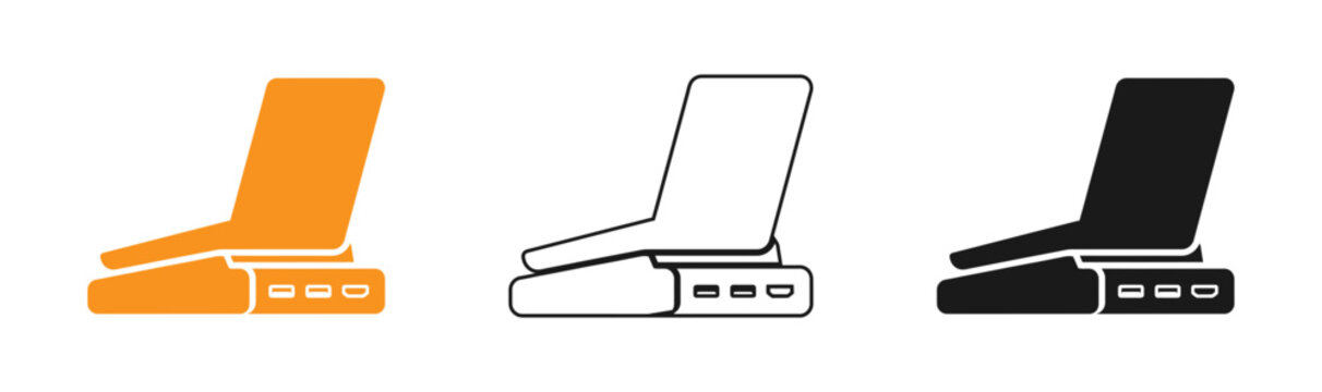 Pos terminal system icons orange outline and black variations for retail technology graphics