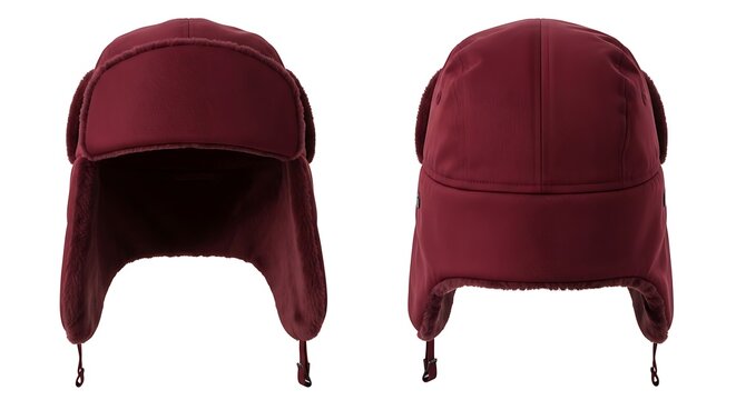 Mockup of a burgundy color trapper hat