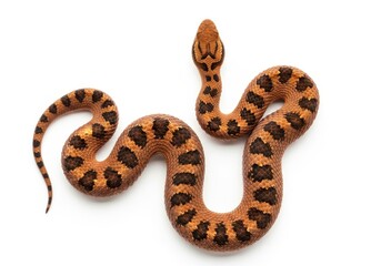 Obraz premium Viper Snake Isolated on White Background - Top View of a Venomous Reptile with Brown and Black Pattern