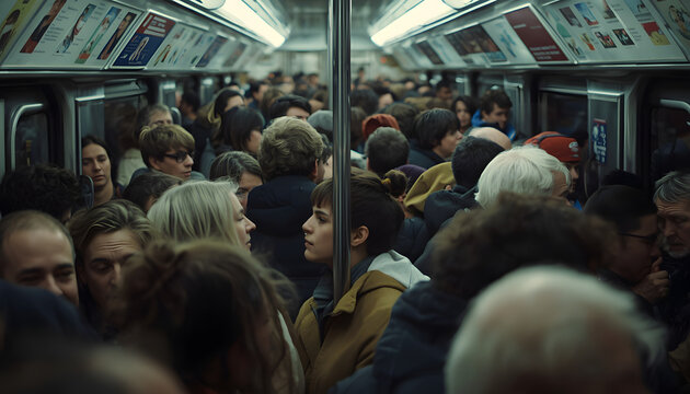 crowd of people in the train